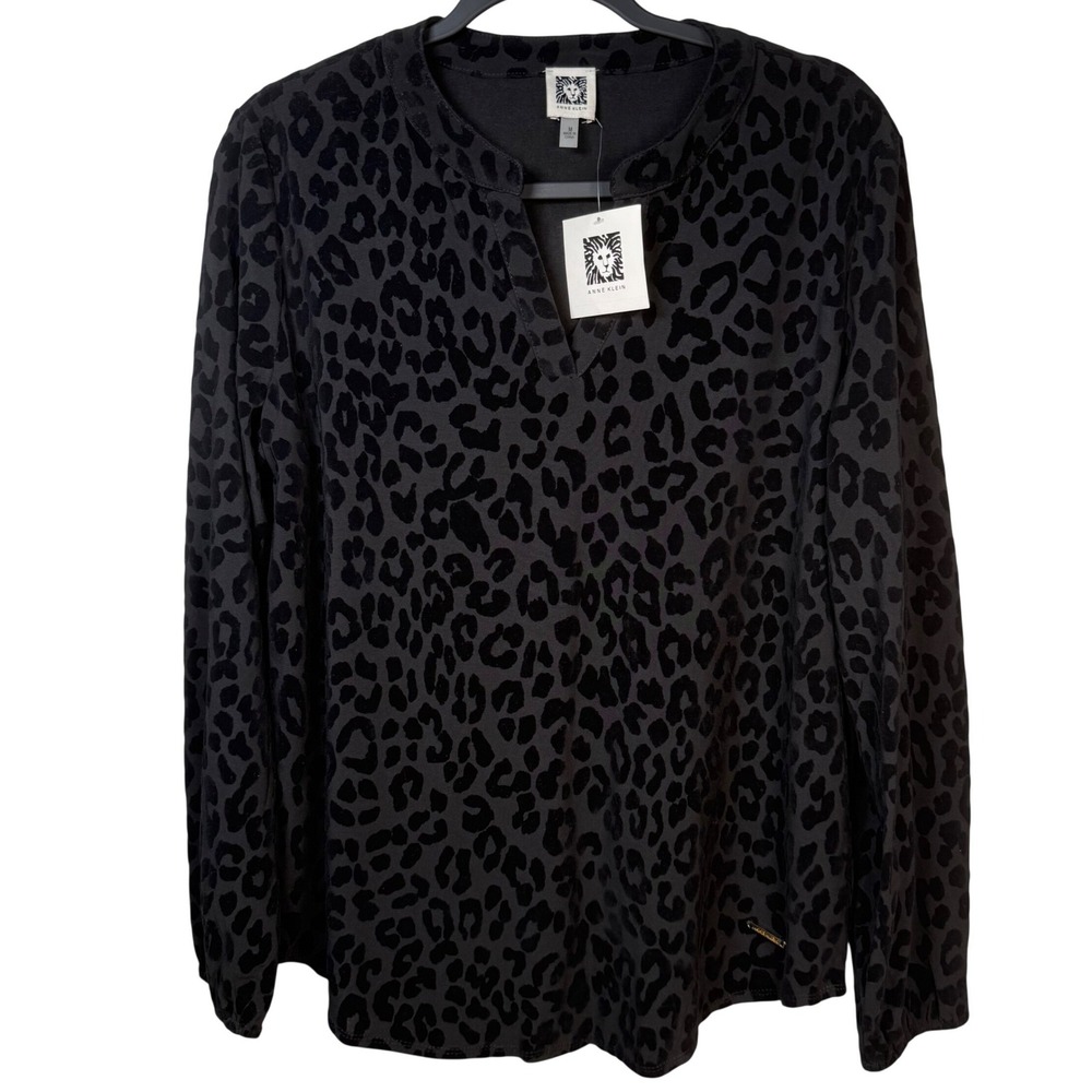 Anne Klein Leopard Burnout Blouse Note Flaw M Mob Wife Dark Romance Velvet